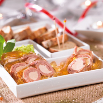 Lot de 2 Rondos de jambon fourrés au foie de canard en gelée au Monbazillac boite 200 g WP01
