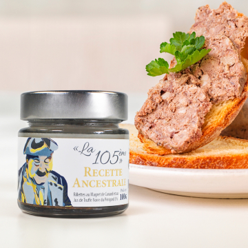 «La 105ème» Recette Ancestrale - Rillettes au Magret de Canard et au Jus de Truffe Noire du Périgord (3%), 100 g