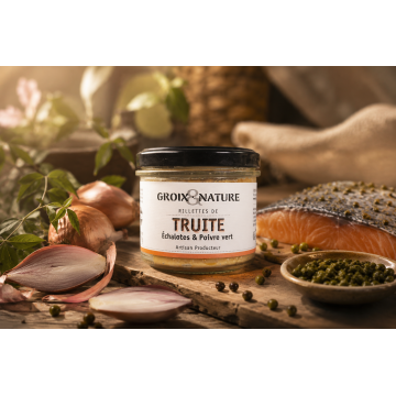 Les rillettes de truite, échalotes et poivre vert bocal 90 g