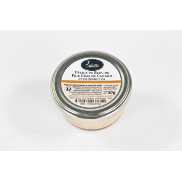 Délice de bloc de Foie Gras de Canard et de morilles, bocal de 50g