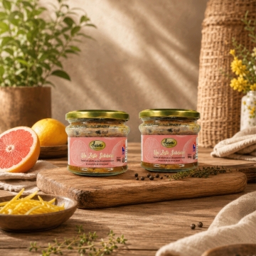 «Un Zeste Solidaire»  Terrine de volaille au jus  de pamplemousse et aux  zestes de citron jaune