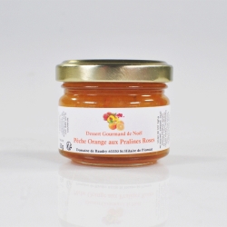 Dessert gourmand de Noel Pêche, orange et pralines roses, bocal de 60g