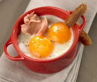 Les œufs cocotte aux pépites de truffes