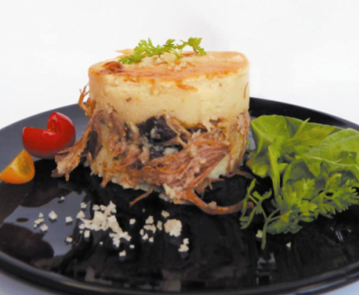 Le parmentier de canard aux cèpes et crème de parmesan
