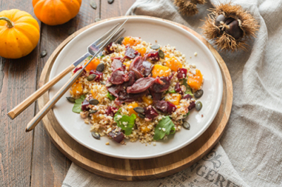 Salade de Gésiers Automnale aux Courges et Boulgour
