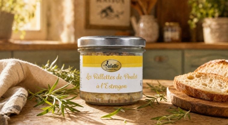 Rillettes de Poulet à l’Estragon Valette, bocal de 90 g