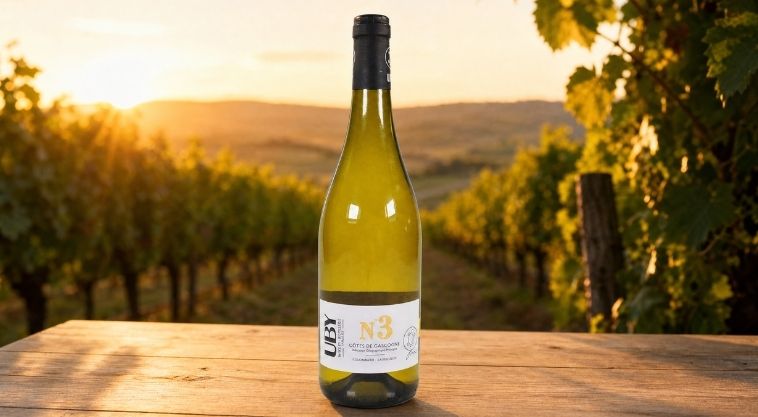 Vin blanc Colombard-Sauvignon UBY n° 3, bouteille de 75 cl.