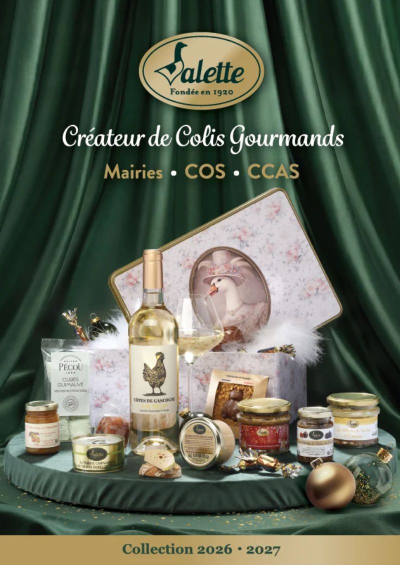 « Catalogue Valette de colis gourmands pour mairies, COS et CCAS, collection 2026–2027. »